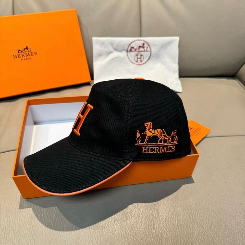 Hermès H Logo Black Cotton Baseball Cap - Picture 5 of 8